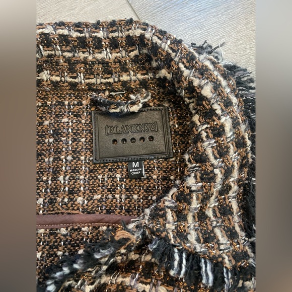 Blank NYC Retrograde tweed jacket and asymmetrical mini skirt matching set. - Picture 9 of 15